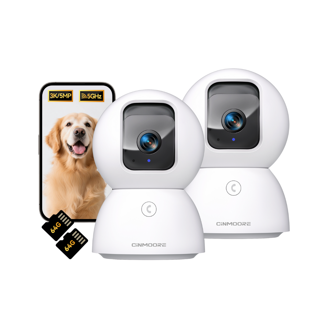 2Pack-3K Wi-Fi Camera w/ No-Monthly-Fee AI & 64GB SD-SnoWhite(C2U)