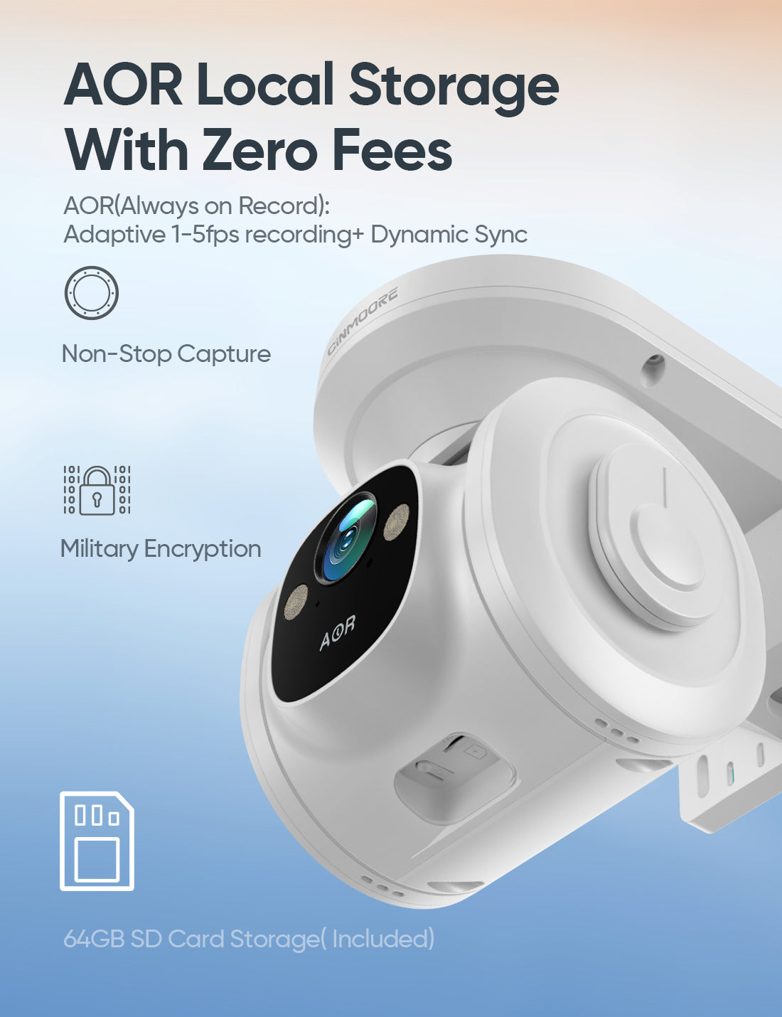 Solar 4G AOR Camera w/ 3-in-1 SIM & 64GB SD (White)-4GSENTRY(PT2U)