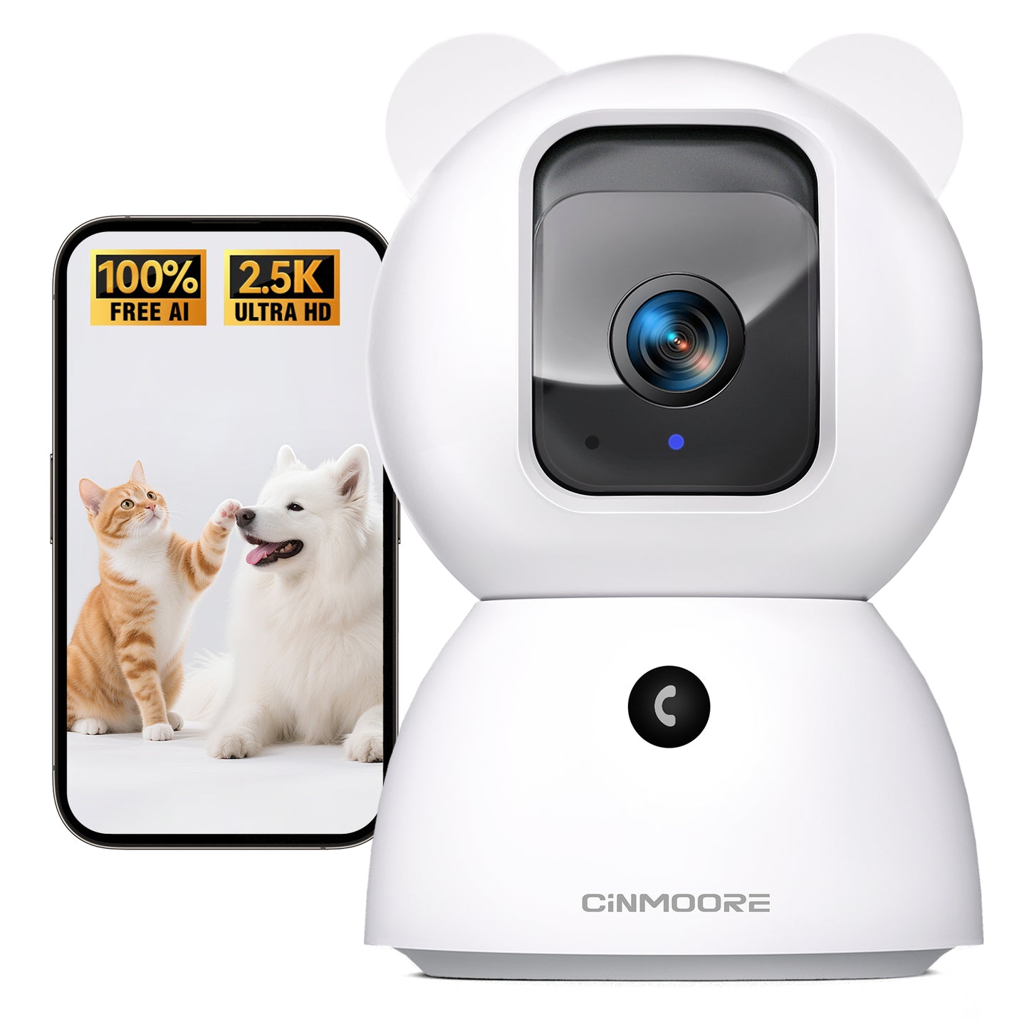 2.5K Wired Wi-Fi Camera w/ Non-subscription AI Detections & Alerts-Snowbear(C2LU)