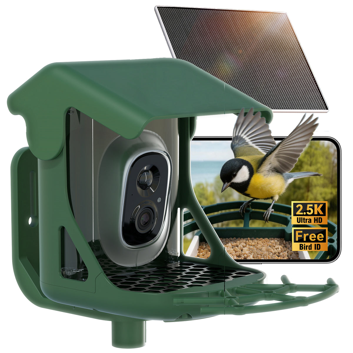 Solar 2.5K Wi-Fi Bird Feeder w/ Non-Subscription Bird Species Identification-BirdHub(P3U)