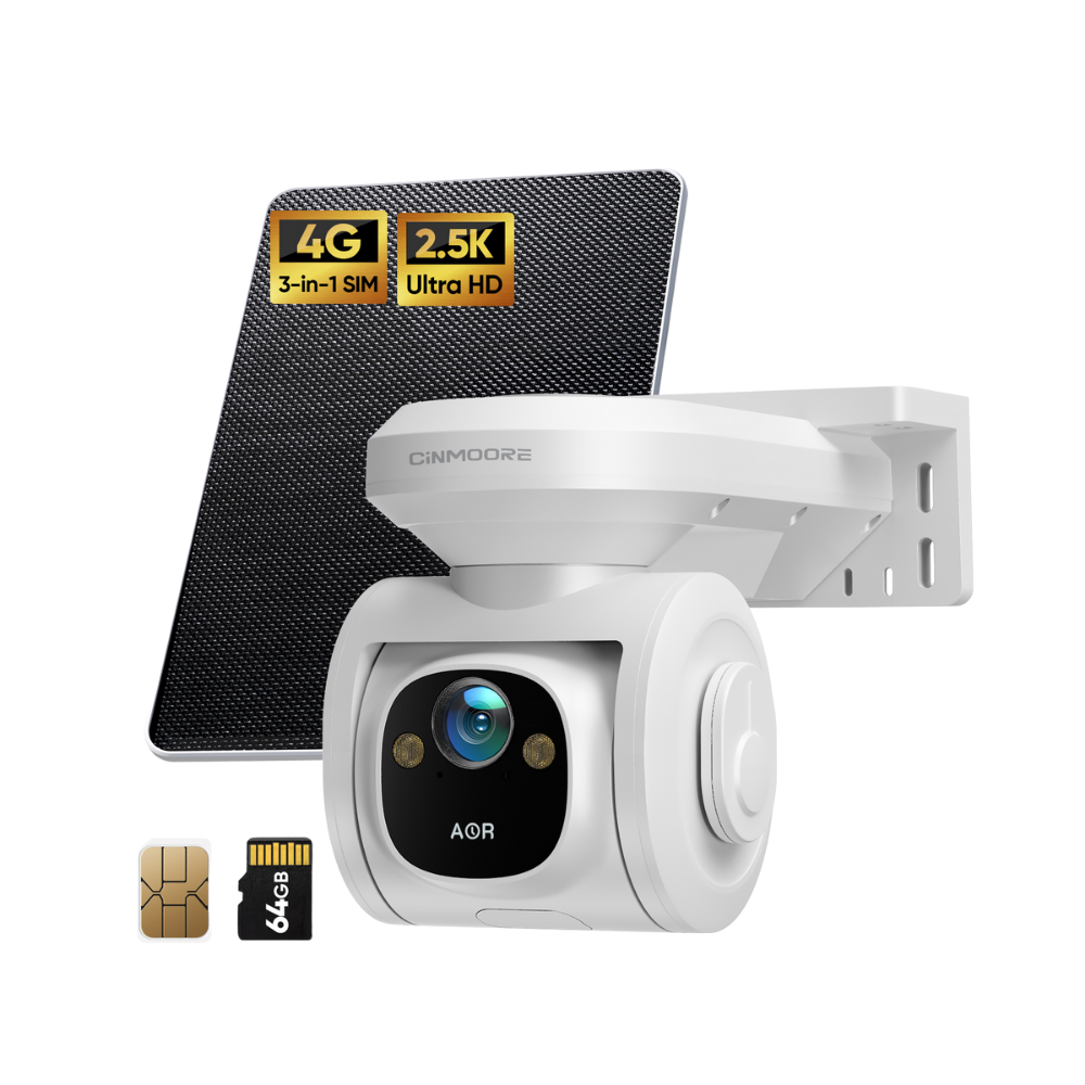 Solar 4G AOR Camera w/ 3-in-1 SIM & 64GB SD (White)-4GSENTRY(PT2U)
