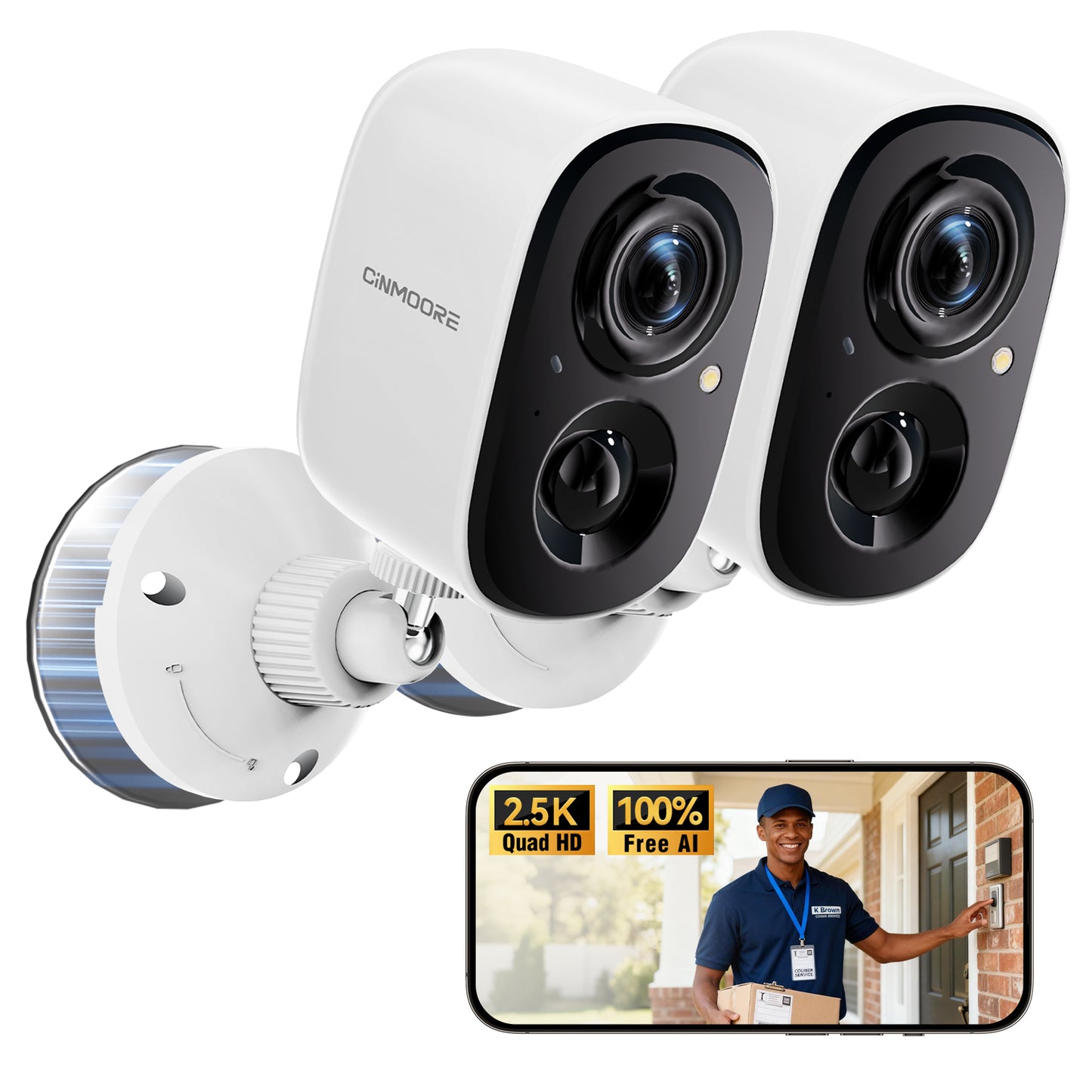 2-Pack Wireless 2.5K Wi-Fi Battery Camera w/ Non-Subscription AI Detections(BC22U)