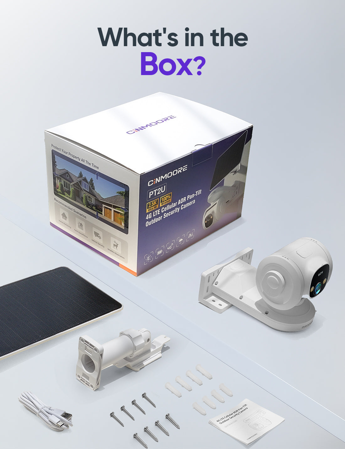 Solar 4G AOR Camera w/ 3-in-1 SIM & 64GB SD (White)-4GSENTRY(PT2U)