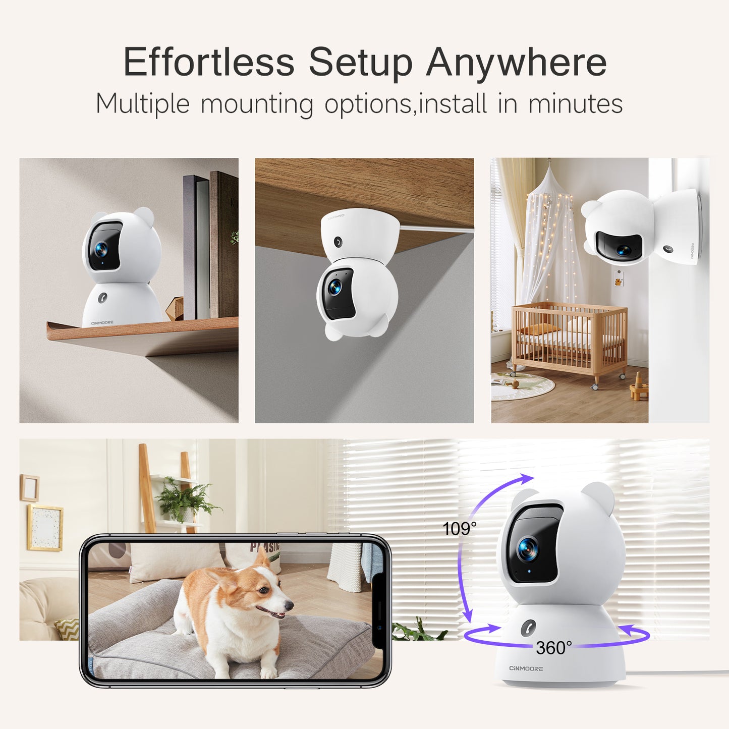 3-Pack 2.5K Wired Wi-Fi Camera w/ Non-subscription AI Detections & Alerts-Snowbear(C2LU)