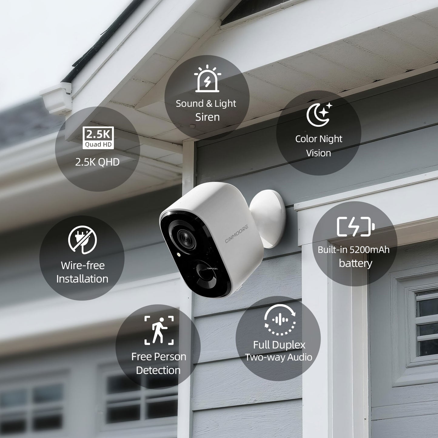 Wireless 2.5K Wi-Fi Battery Camera w/ Non-Subscription AI Detections(BC22U)