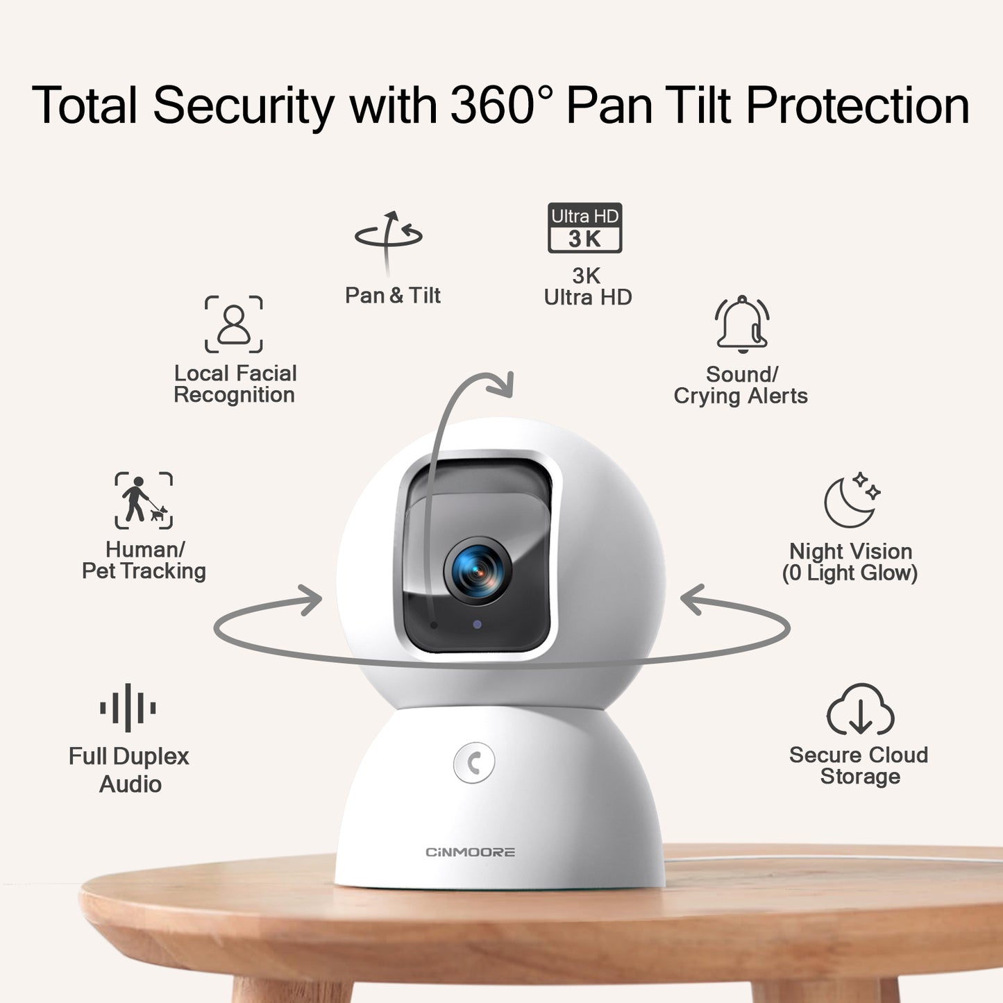 4-Pack CINMOORE 5G Security Camera Indoor - 3K Pet/Dog Camera with Speaker/Phone App(C2U)