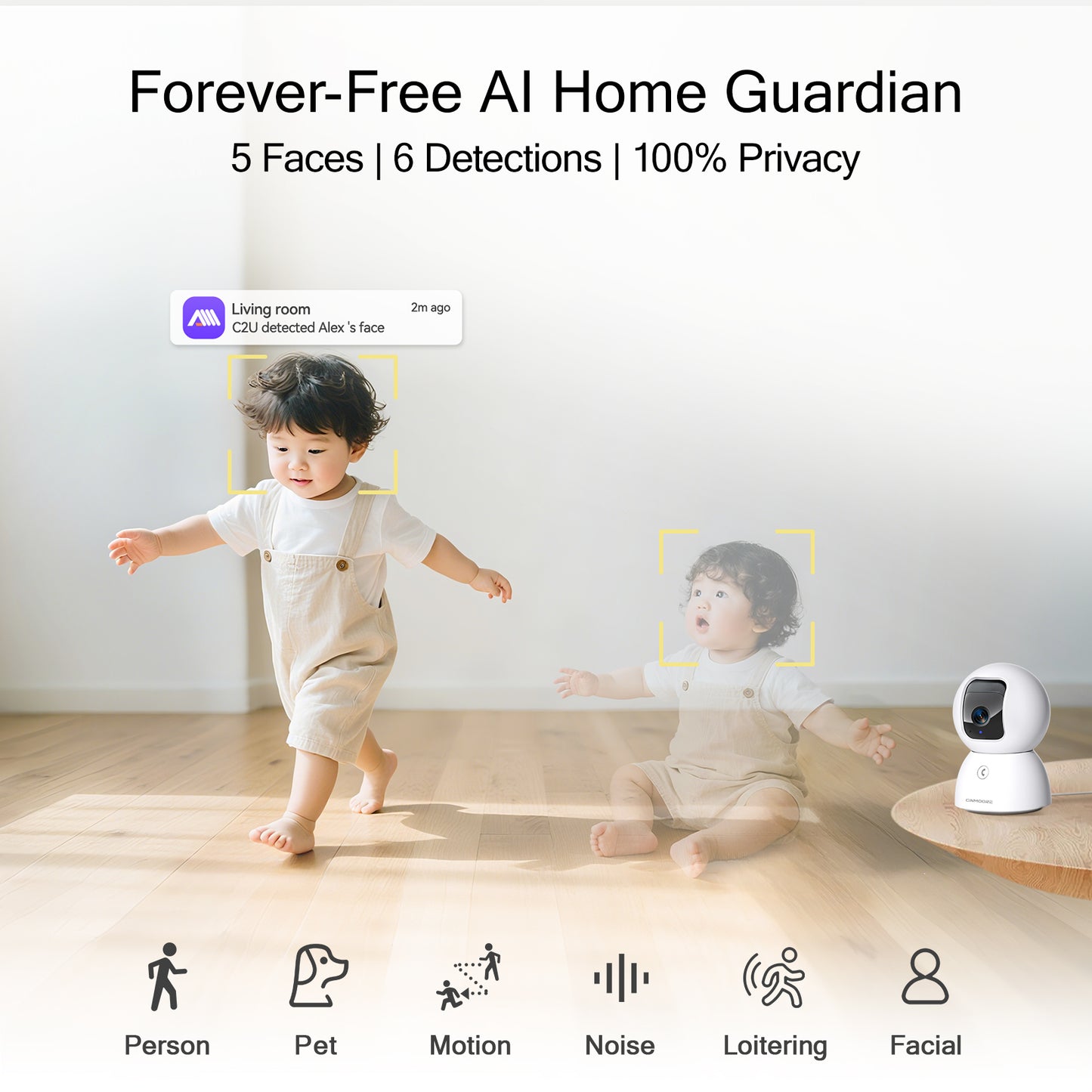 4-Pack CINMOORE 5G Security Camera Indoor - 3K Pet/Dog Camera with Speaker/Phone App(C2U)