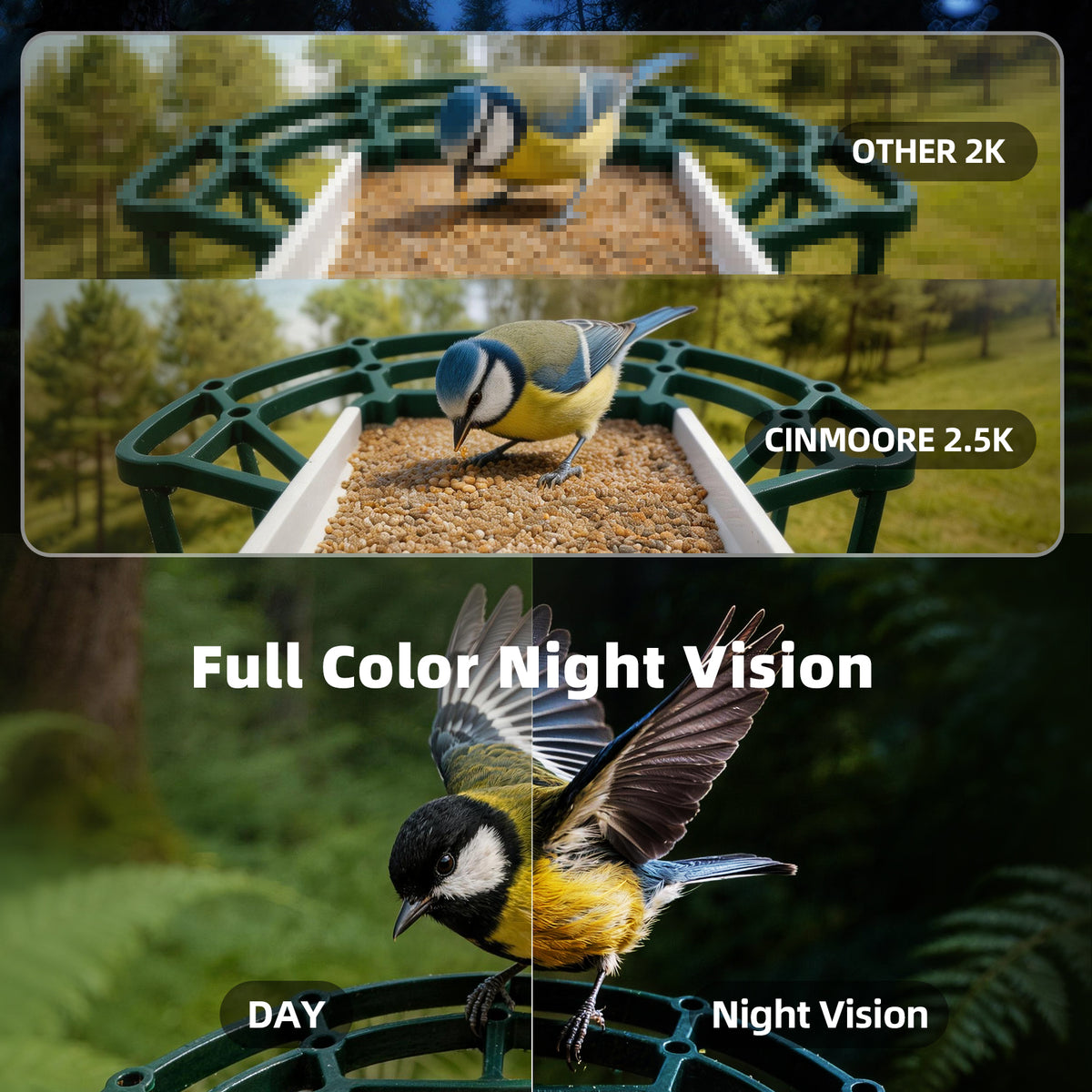 Solar 2.5K Wi-Fi Bird Feeder w/ Non-Subscription Bird Species Identification-BirdHub(P3U)