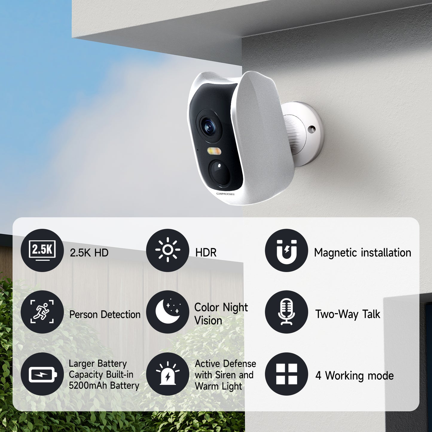 Wireless 2.5K Wi-Fi Camera w/ Non-Subscription AI & Pre-roll-BatMan(BC3U)