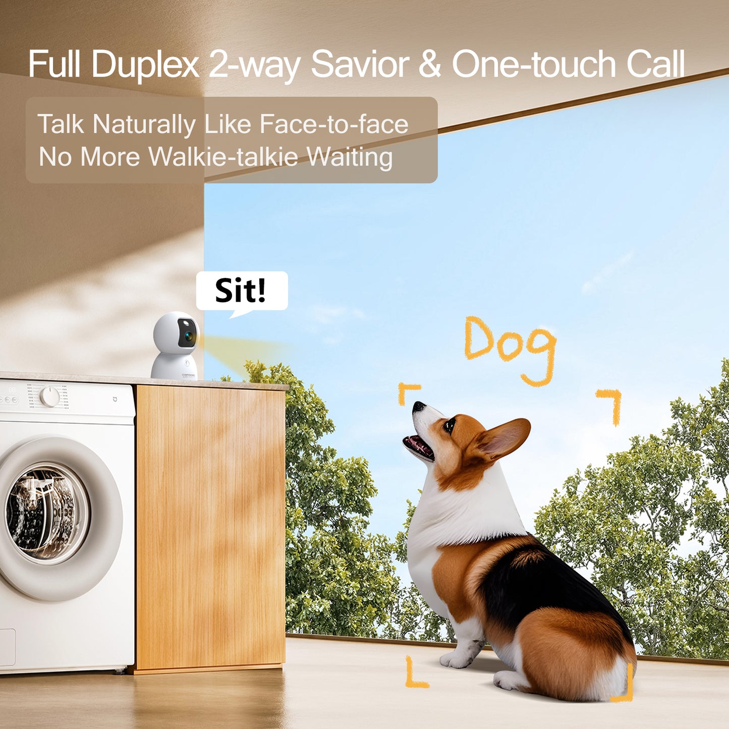 3K Wi-Fi Camera w/ No-Monthly-Fee AI & 64GB SD-SnoWhite(C2U)